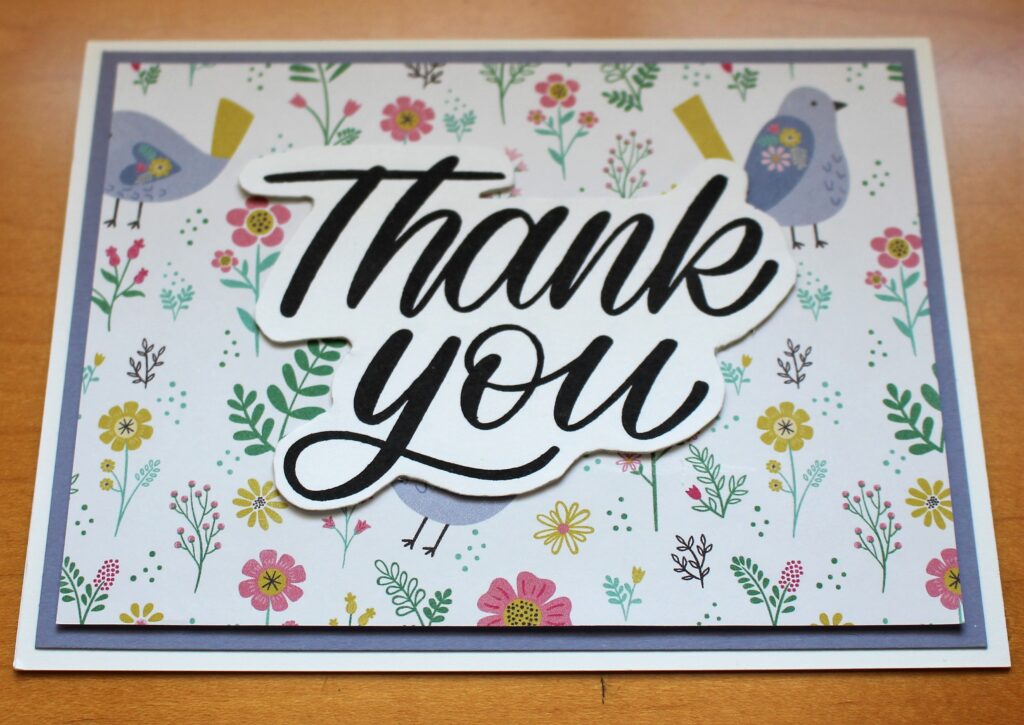 Simple Thank You Card with floral background